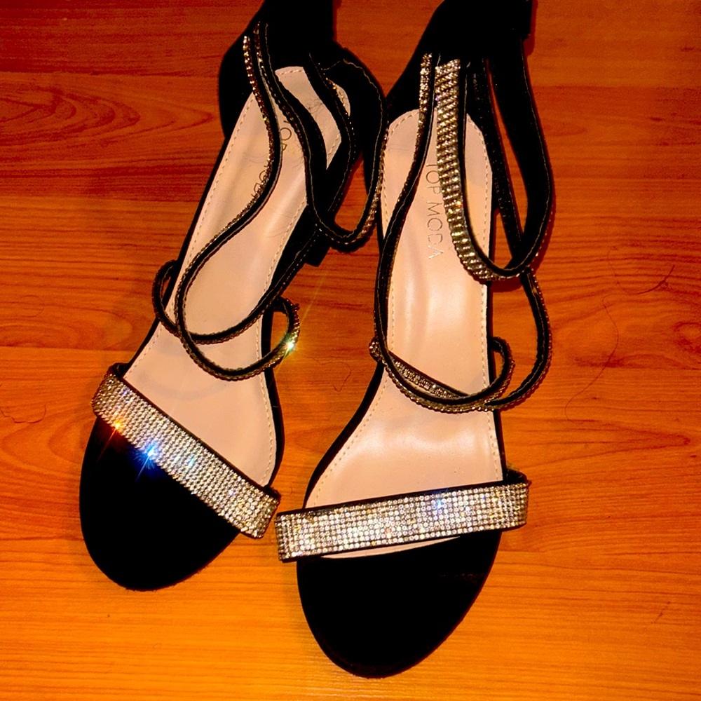 Black and silver heels
